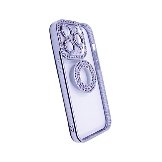 Soft Silicone Case with Diamond Design for Apple iPhone 14 Pro Max Silver